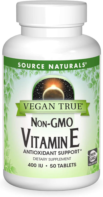 Source Naturals Vegan True Vitamin E, Non-Gmo Antioxidant Support, 268 Mg - 50 Tablets