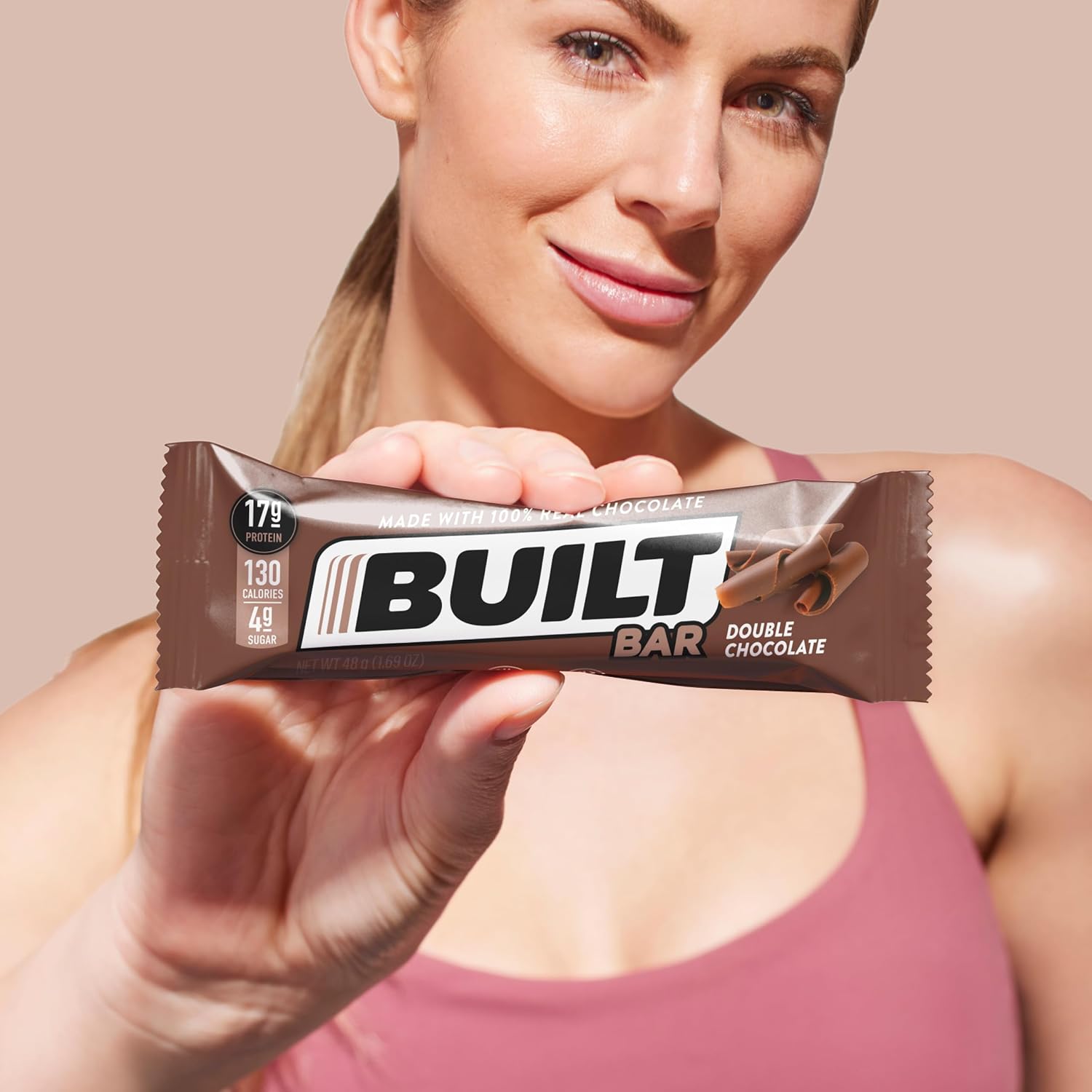 BUILT Protein Bars, Double Chocolate, 12 Count, 1.73oz Bars, Gluten Free Protein Snacks with 17g of High Protein. Chocolate Protein Bar only 130 calories & 4g sugar, Great On The Go Protein Snack : Health & Household