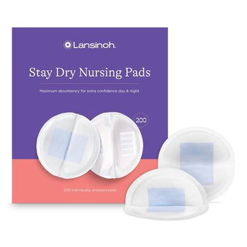 Lansinoh Stay Dry Disposable Nursing Pads, Soft And Super Absorbent Breast Pads, Breastfeeding Essentials For Moms, 200 Count