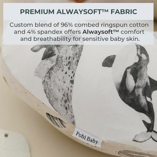 Pobibaby 1-Pack Premium Nursing Pillow Cover - Ultra Soft & Stretchy 96% Cotton, Breastfeeding Pillow Cover For Baby Boys And Girls (Seaside)