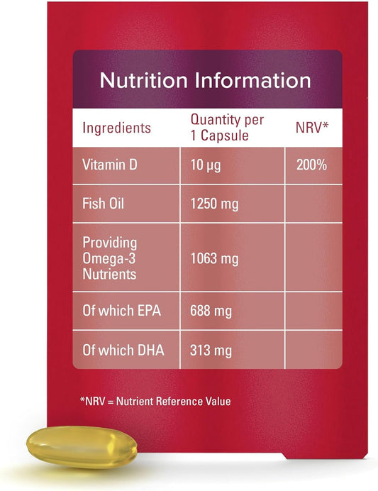 Seven Seas Omega-3 Fish Oil, Max Strength, Omega 3 + Vitamin D For Whole Body Health+, 30 Capsules (Pack Of 2)
