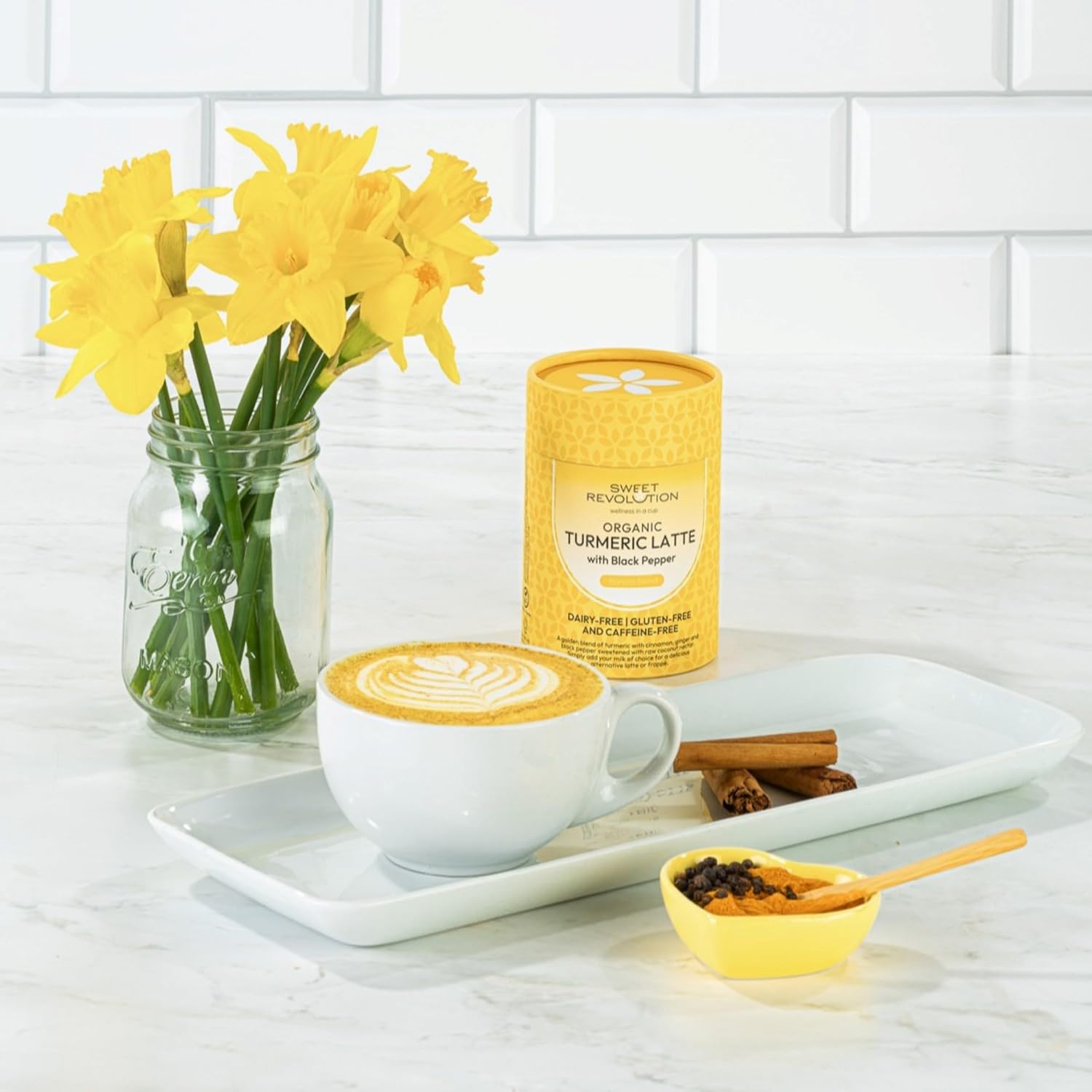 Sweet Revolution Organic Turmeric Latte with Black Pepper Barista Blend (1 x 100g) tub. Gluten Free, Dairy Free, Refined Sugar-Free. : Amazon.co.uk: Grocery