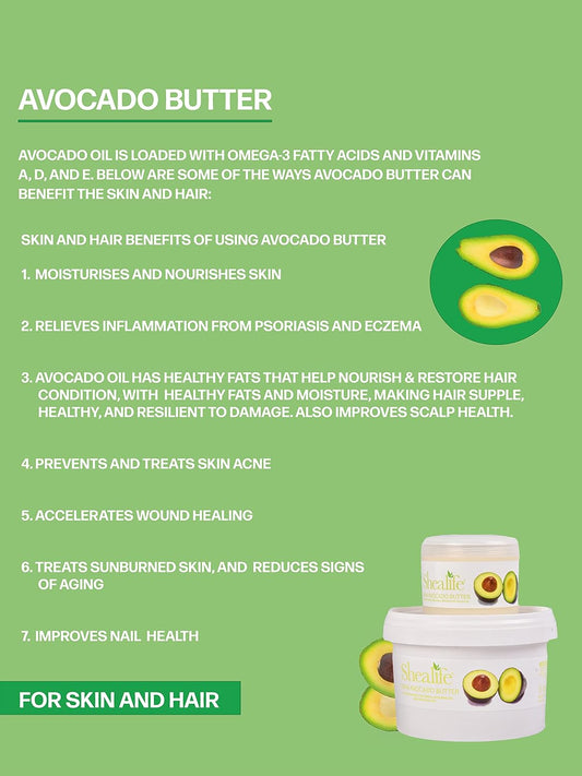Avocado Butter for Conditioning Sensitive and Dry Skin Baby Skin Salve Treatment of Eczema Psoriasis and Damaged Skin Supplied Direct by Shea Life Skincare 1 Kg