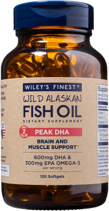 Wiley's Finest Wild Alaskan Fish Oil Peak DHA - 900mg EPA and DHA Omeg