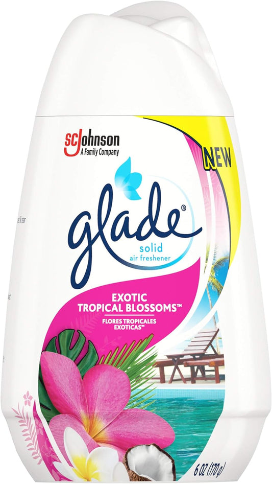 Glade Solid Air Freshener, Deodorizer for Home and Bathroom, Exotic Tropical Blossoms, 6 Oz, Pack of 12