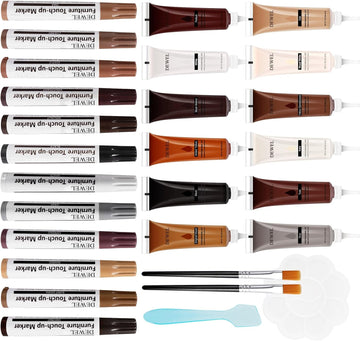 DEWEL Wood Filler, Wood Floor Scratch Remover, Wood Furniture Repair kit, Wood Marker, Wood Paint, Touch up Paint pens for Walls?Furniture pens for Scratches, Furniture Polish, Wood Stain pen-28 Sets