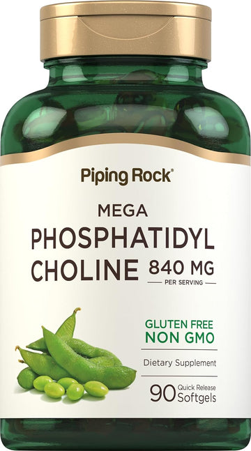 Piping Rock Phosphatidyl Choline 840mg | 90 Softgels | from Soy Lecithin | Non-GMO, Gluten Free Supplement