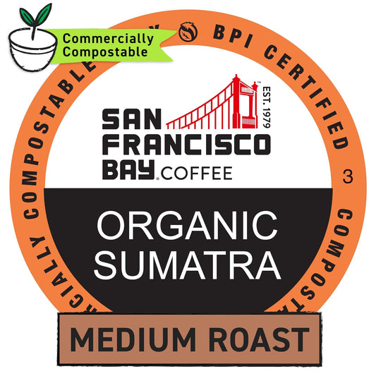 San Francisco Bay Compostable Coffee Pods - Organic Sumatra (80 Ct) Pack of 1, K Cup Compatible including Keurig 2.0, Medium Roast