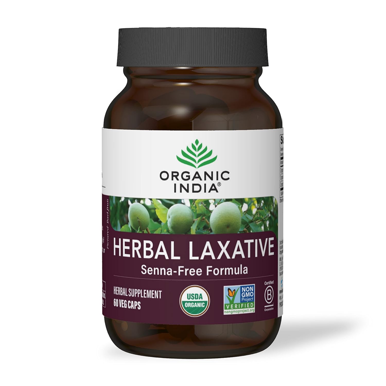 ORGANIC INDIA Herbal Laxative - Gentle & Natural Laxatives, Senna Free Formula, USDA Certified Organic, Non-GMO, Vegan, Synergistic Ayurvedic Herbs, Stool Softeners - 60 Capsules