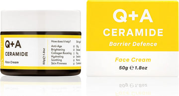 Q+A Ceramide Barrier Defence Face Cream (50G), Hydrating Moisturiser With Pineapple Ceramides, Pro Vitamin E And Squalane, Natural Face Care, Fragrance Free Skincare, Brightening Face Cream