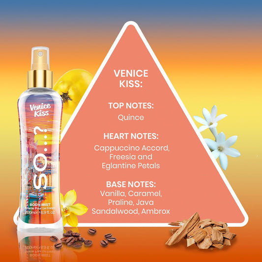 Venice Kiss Body Mist By So… - Vanilla Gourmand With Fruity Floral Perfume - Refreshing Body Spray - Gifts For Women - 6.9 Oz