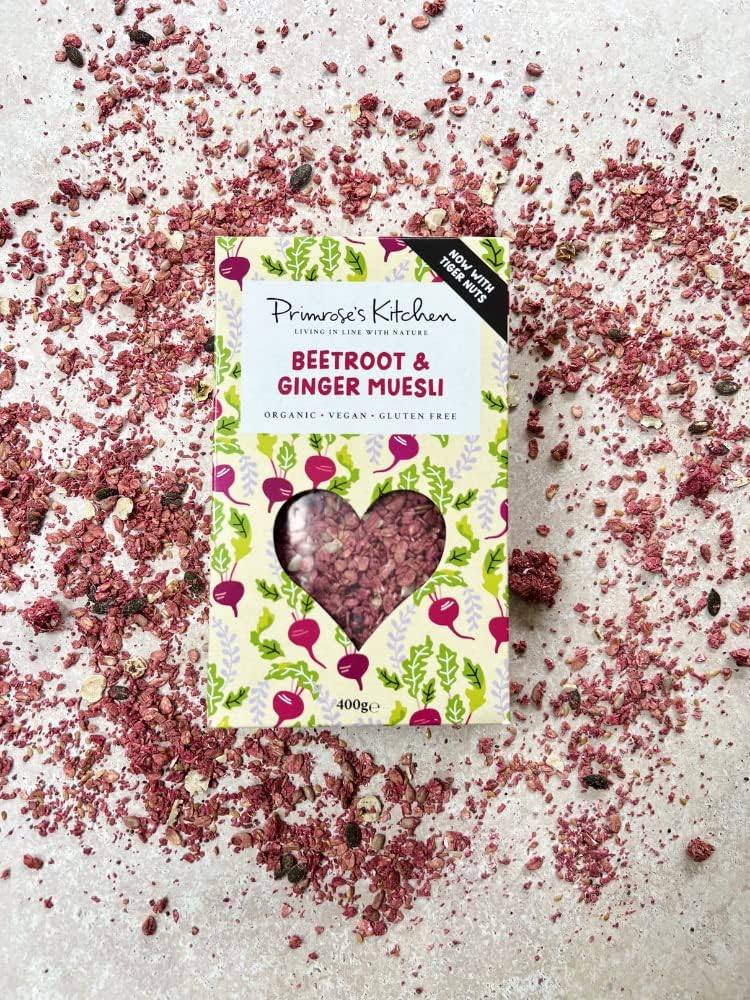 Primrose'S Kitchen - Beetroot & Ginger Muesli - 400G Pack (Case Of 6) Organic, Vegan And Gluten Free. Now With Tiger Nuts Packed With Nutrients. Handcrafted In The Uk With British Ingredients