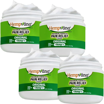Hempvana Relief Cream 4 Pack with Seed Extract - Relieves Inflammation, Muscle, Joint, Back, Knee, Nerves and Arthritis ? Made in USA 4oz Paraben Free, Vegan, Cruelty-Free As Seen On TV