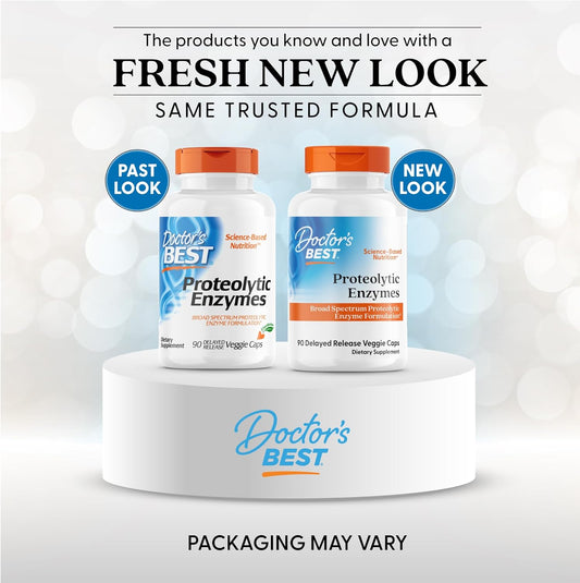 Doctors Best Proteolytic Enzymes, Broad Spectrum Proteolytic Enzyme Formulation, Non-Gmo, Vegetarian 90 Delayed Release Veggie Caps