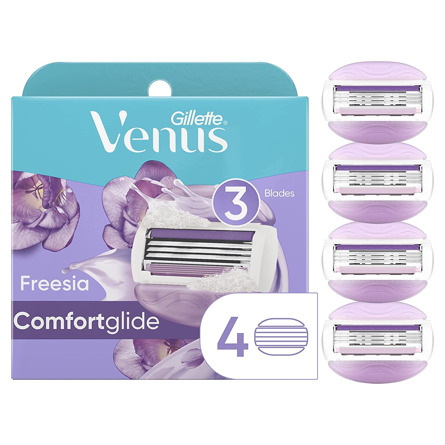 Gillette Venus Comfortglide Freesia Women'S Razor Refills, 4 Refills