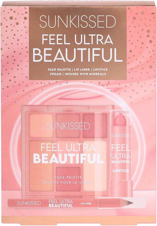 Sunkissed Feel Ultra Beautiful Gift Set: Makeup Set, Pink, Natural Finish, Full/Light Coverage