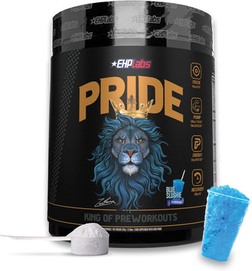Ehp Labs Pride Pre Workout Powder Energy Supplement - Sugar Free Preworkout For Men & Women, Energy Powder Boost Drink With Bcaa - 280Mg Of Caffeine - Blue Slushie (40 Servings)