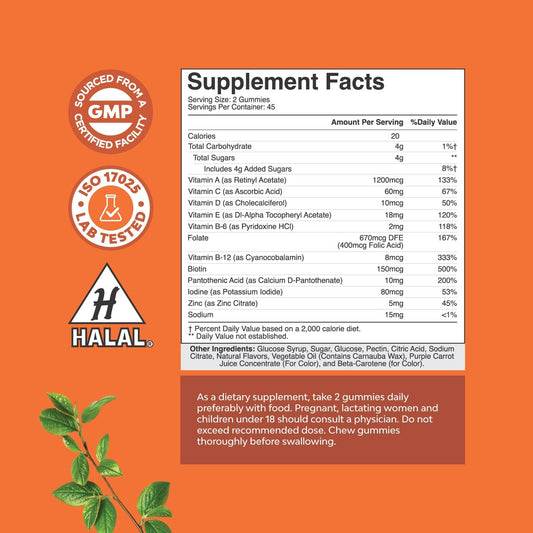 Potent Daily Multivitamin Gummies for Adults - Wellness Blend of Vitamin D A C E B12 Zinc and Biotin - Adult Vitamin Gummy for Energy and Immunity - Non-GMO Gluten Free and Halal Gummies