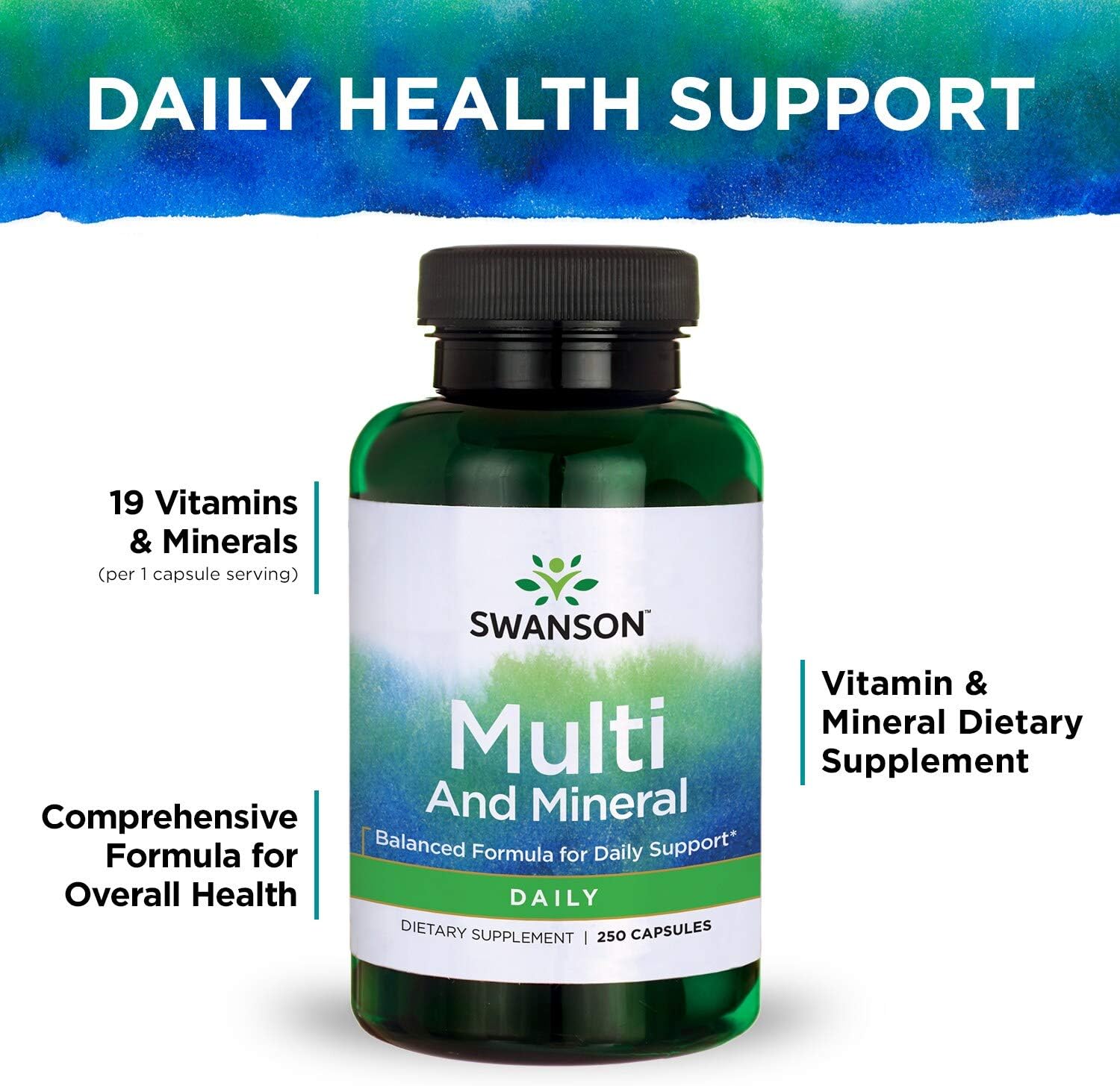 Swanson Multi And Mineral Daily Men'S Women'S Multivitamin Multimineral Health Supplement 250 Capsules (4 Pack)