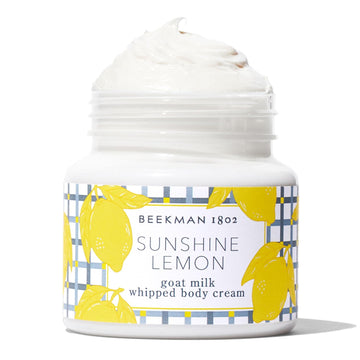 Beekman 1802 Sunshine Lemon Whipped Body Cream - Scented - 8 Oz - Moisturizes, Soothes, & Softens - With Coconut Oil And Mango Seed Butter - No Irritation - Good For Sensitive Skin