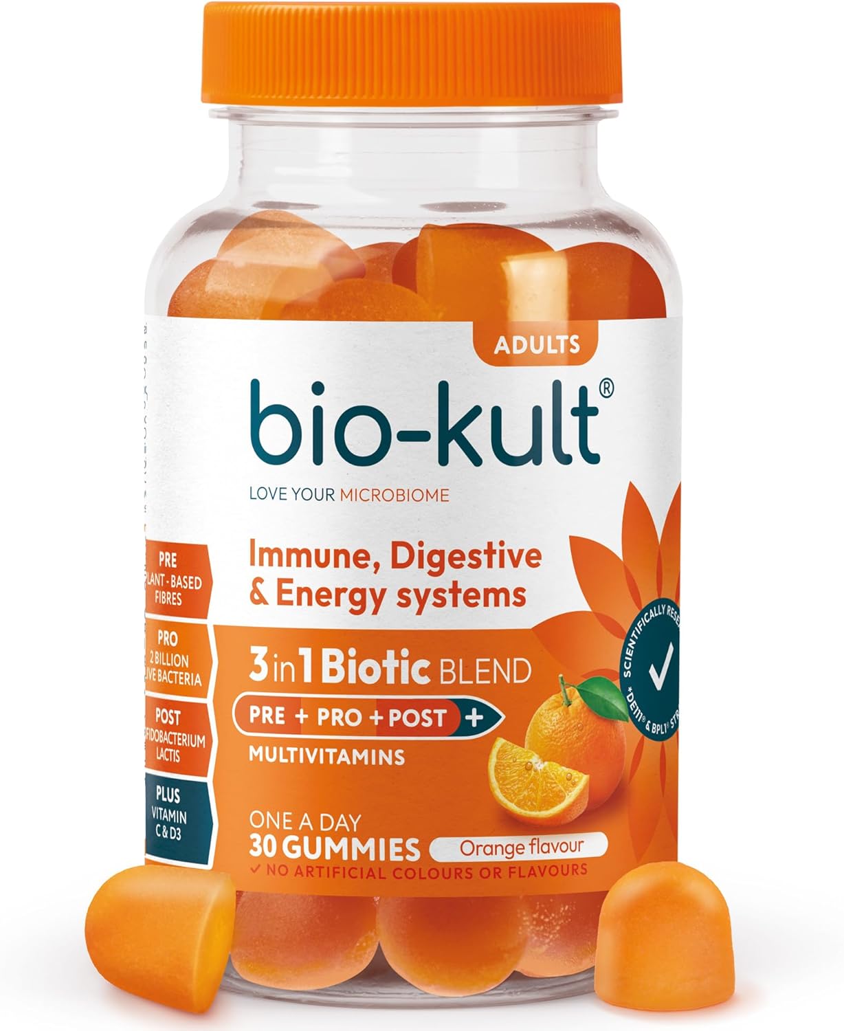 Bio-Kult 3In1 Gut Health Gummies For Kids | 2B Cfu + Multivitamins | Strawberry Flavour | Ages 4+ | 30 Probiotic Gummies