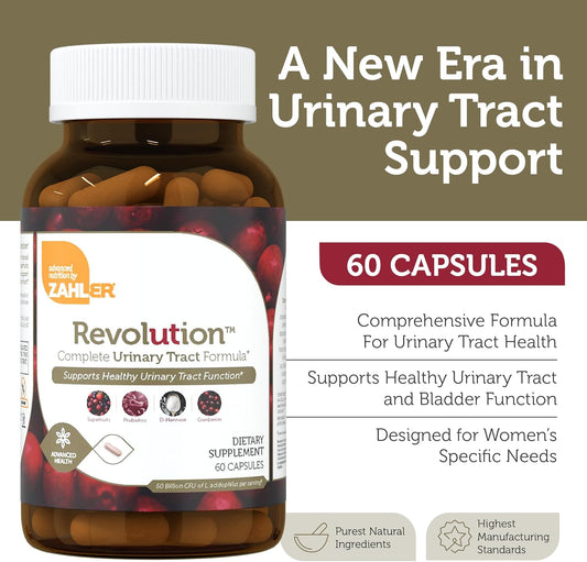 Zahler Revolution - Complete Womens Urinary Tract Health Formula With Probiotics - Uti Pills - 1200Mg D-Mannose And Cranberry Supplement - Urinary Tract Infection Support For Women (60 Capsules)