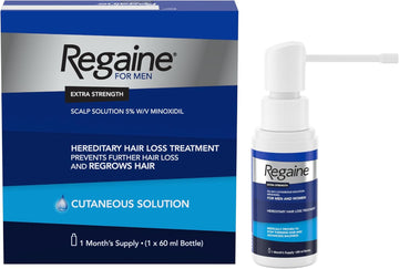 Regaine For Men 5% Minoxidil Extra Strength Scalp Solution For Hair Regrowth (1X 60Ml), Scientifically Proven To Help Stop And Reverse Hereditary Hair Loss, Revitalise Hair Follicles