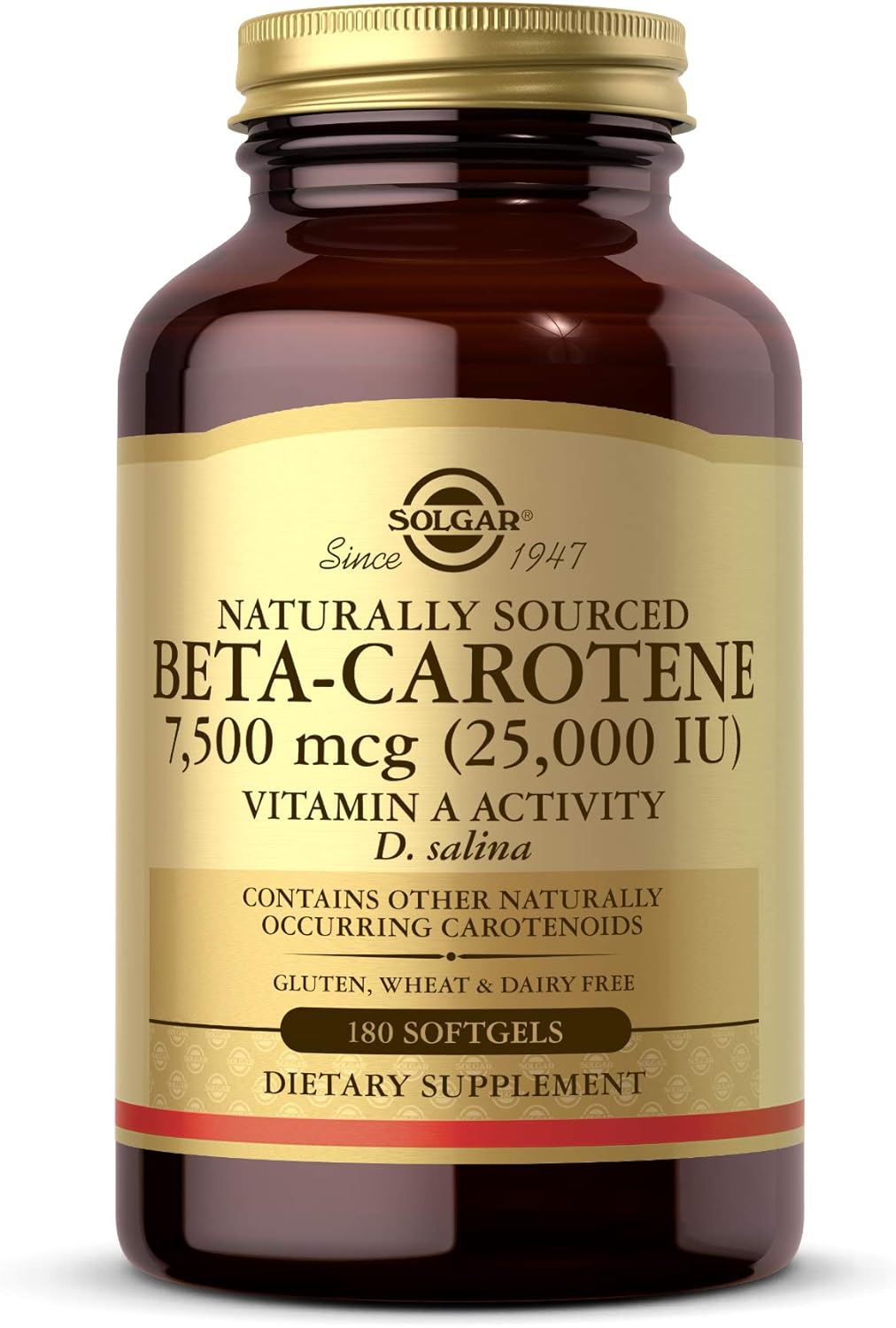 Solgar Oceanic Beta-Carotene 25,000 Iu, 180 Softgels - Healthy Vision, Skin & Immune System, Potent Antioxidant - 100% Natural Pro-Vitamin A - Gluten Free, Dairy Free - 180 Servings