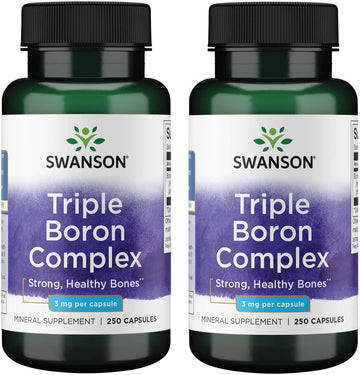 Swanson Triple Boron Complex - Natural Bone Health '&' Joint Support - Mineral Supplement Featuring Citrate, Aspartate '&' Glycinate - (250 Capsules) 2 Pack
