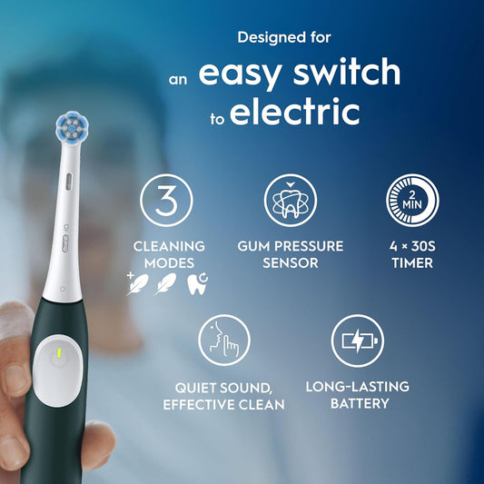 Oral-B Pro 3 Electric Toothbrush For Adults, 1 Cross Action Toothbrush Head & Mondrian Travel Case, 3 Modes With Teeth Whitening, 2 Pin Uk Plug, 3500