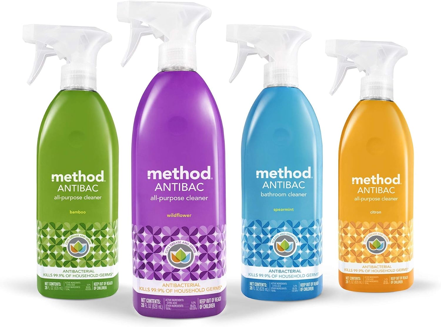 Method Antibacterial All-Purpose Cleaner Spray, Citron, Kills 99.9% of Household Germs, 28 Fl Oz (Pack of 8) : Health & Household