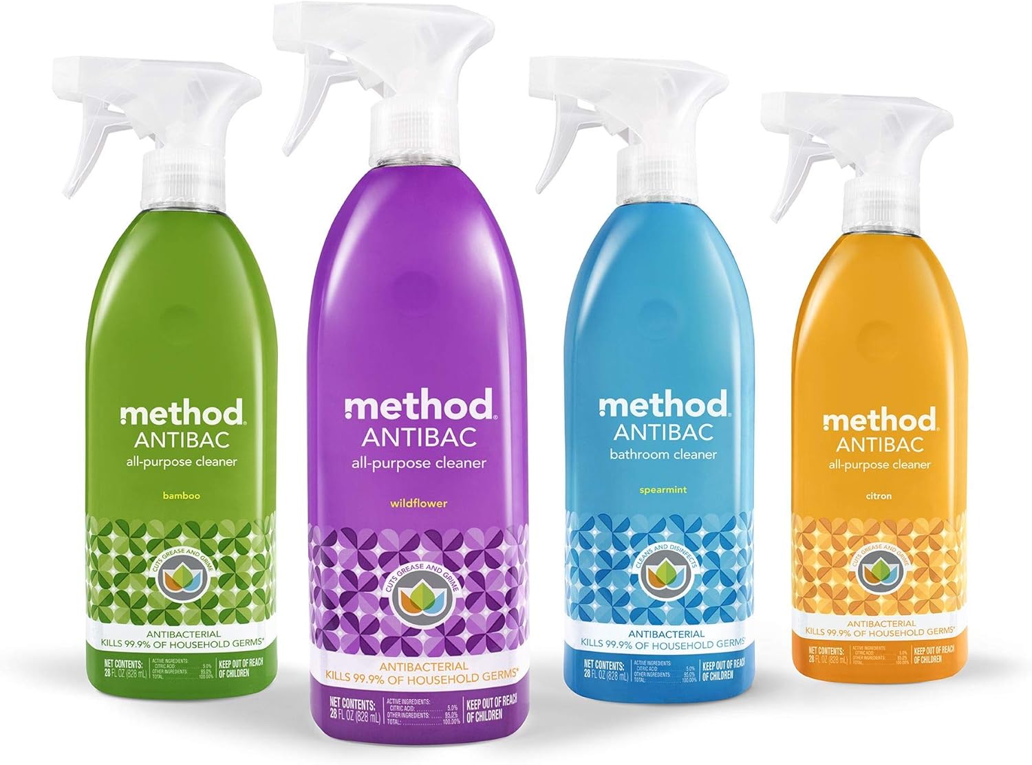 Method Antibacterial All-Purpose Cleaner Spray, Citron, Kills 99.9% Of Household Germs, 28 Fl Oz (Pack Of 8)