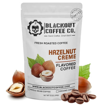 Blackout Coffee Hazelnut Creme Flavored - Freshly Roasted In The Usa - 12 Oz Ground Coffee Pouch