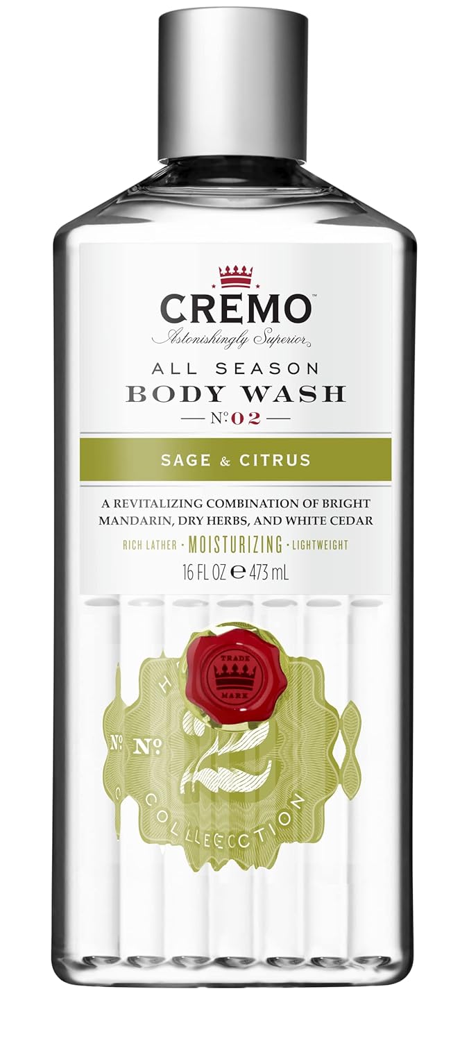 Cremo Rich-Lathering Sage & Citrus Body Wash For Men, A Revitalizing Combination Of Bright Mandarin, Dry Herbs And White Cedar, 16 Fl Oz