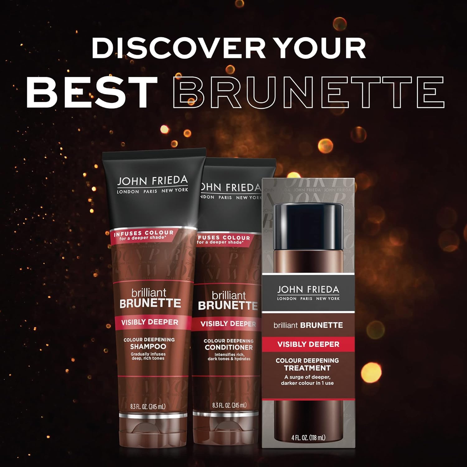 John Frieda Brilliant Brunette Hair Color Deepening Treatment, for Cocoa Infused, Darker Color, 4 oz, with Evening Primrose Oil (Pack of 2) : Everything Else