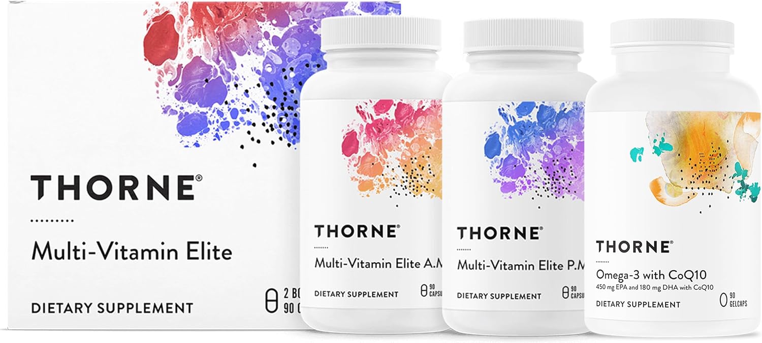 Thorne Daily Nutrients Bundle - Multivitamin Elite And Omega-3 With Coq10-30 To 90 Servings