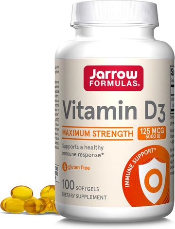 Jarrow Formulas Vitamin D3 125 Mcg (5000 Iu) - 100 Servings (Softgels) - Bone Health, Immune Support & Calcium Metabolism Support - Vitamin D Supplement - D3 Vitamins - 5000 Iu Vitamin D - Gluten Free