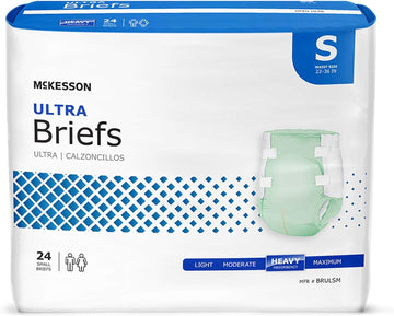 Mckesson Ultra Adult Incontinence Briefs, Disposable, Unisex, Small, 24 Count, 1 Pack