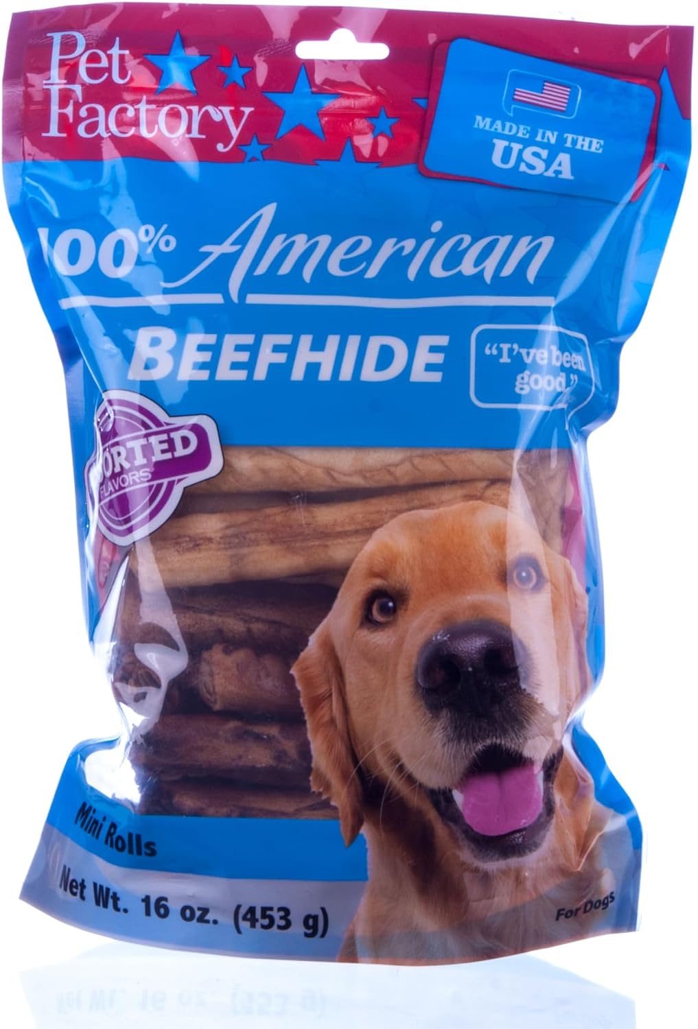 Pet Factory 100% Made in USA Beefhide Mini Rolls Dog Chew Treats - Beef & Chicken Flavor, 16 oz : Pet Supplies