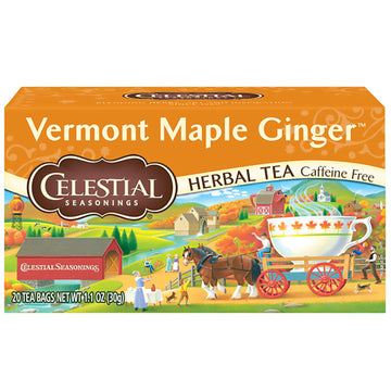 Celestial Seasonings Herbal Tea, Vermont Maple Ginger, Caffeine Free, 20 Count (Pack Of 6)