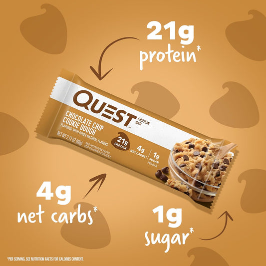 Quest Nutrition Favorites Bundle, Chocolate Chip Cookie Dough & Cookies And Cream Protein Bars