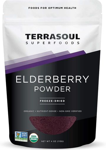 Terrasoul Superfoods Organic Elderberry Powder, 4 Oz - Freeze-Dried