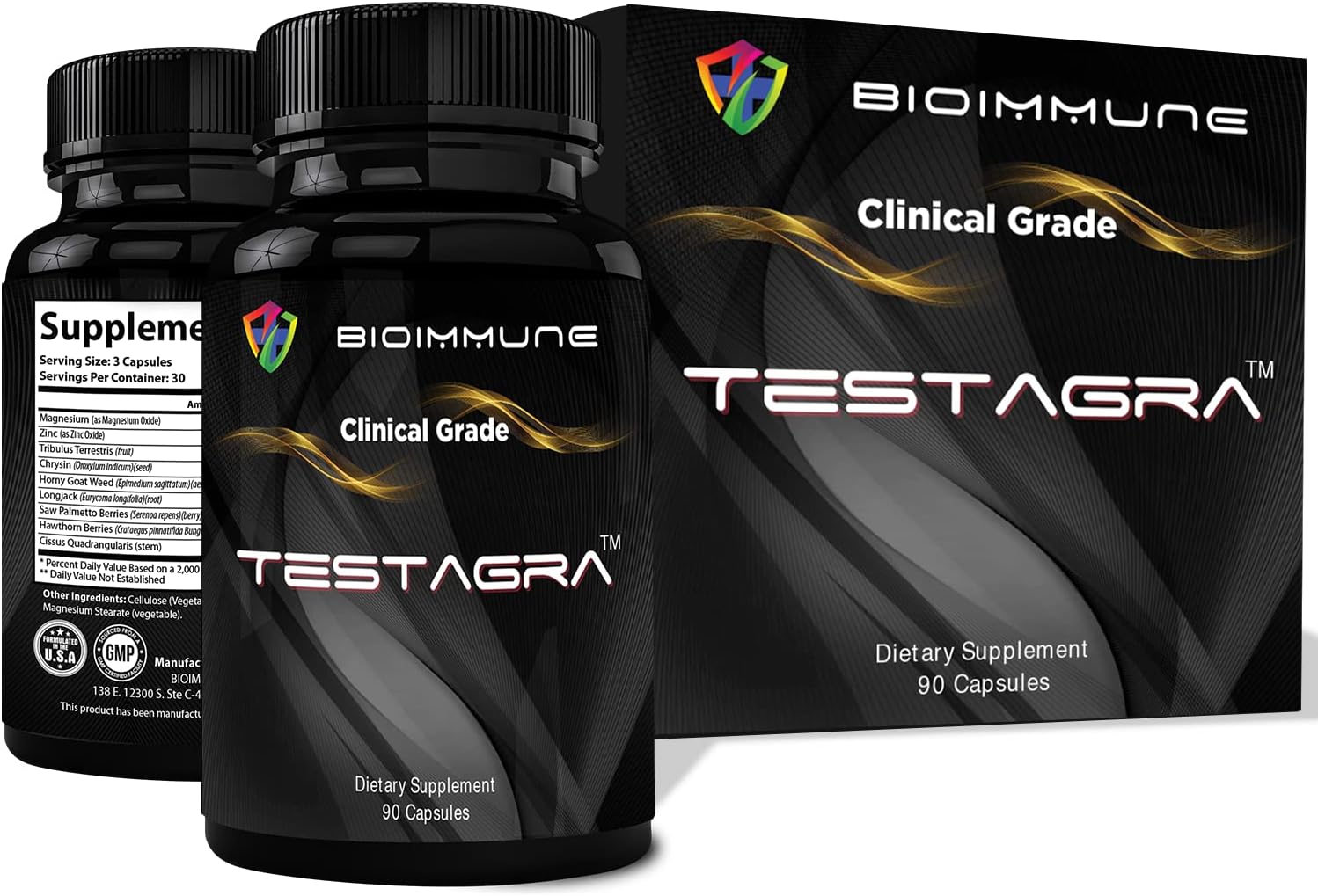 BioImmune TESTAGRA Testosterone Booster for Men. 10X Conentrated - Increase Lean Muscle Energy Drive Strength. Saw Palmetto, Tribulus, Tongkat Ali, Horny Goat Weed, Zinc