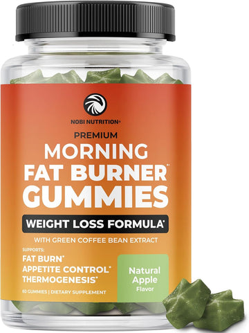 Morning Fat Burner Gummies | Weight Loss For Women & Men | Thermogenic Belly Fat Burner With Green Tea, Garcinia, Green Coffee Bean & More | Appetite Suppressant & Metabolism Booster | 60 Gummies