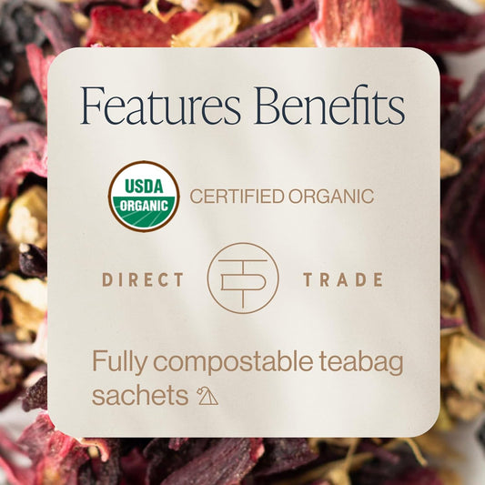 Rishi Tea Elderberry Healer Herbal Tea | Usda Organic Direct Trade Sachet Tea Bags, Certified Kosher, Caffeine Free Elderberry With Ginger Root, Hibiscus Flowers, & Licorice Root | 15 Count (Pack Of 1)