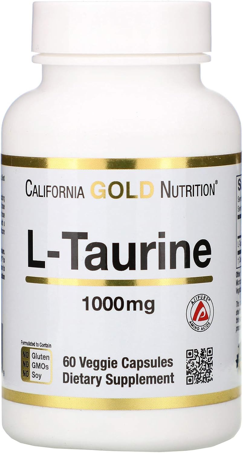 California Gold Nutrition L-Taurine, 1,000 Mg, 60 Veggie Capsules