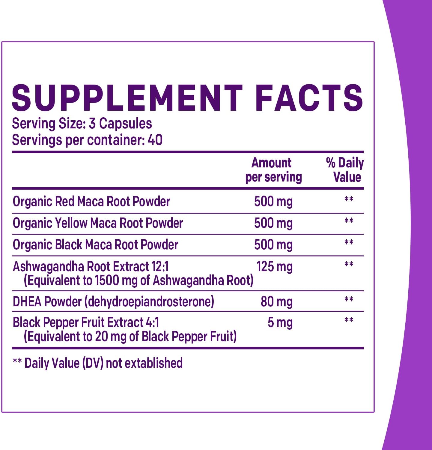 6-in-1 Organic Maca Root & Ashwagandha Capsules 1710mg w/DHEA & Black Pepper Fruit Extract - Maca Root Capsules for Women & Men - Stamina, Bone and Mood Support Supplement,120 Capsules (40 Servings) : Health & Household