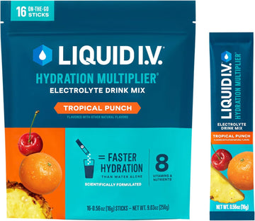Liquid I.V.® Hydration Multiplier® - Tropical Punch - Hydration Powder Packets | Electrolyte Powder Drink Mix | Convenient Single-Serving Sticks | Non-Gmo | 16 Servings (Pack Of 1)