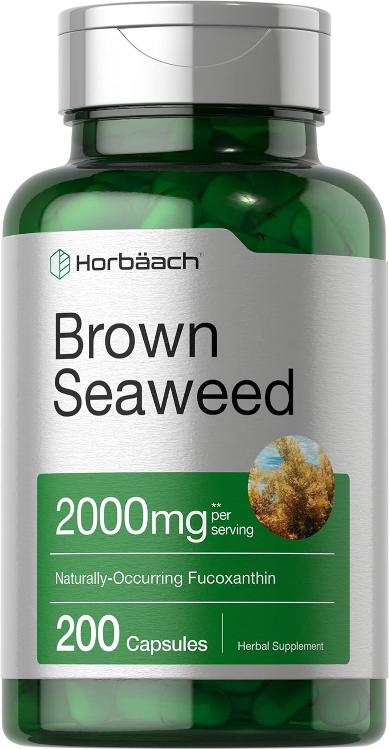 Horbäach Brown Seaweed Extract Capsules 2000mg | 200 Pills | Fucoxanthin Supplement | Non-GMO, Gluten Free