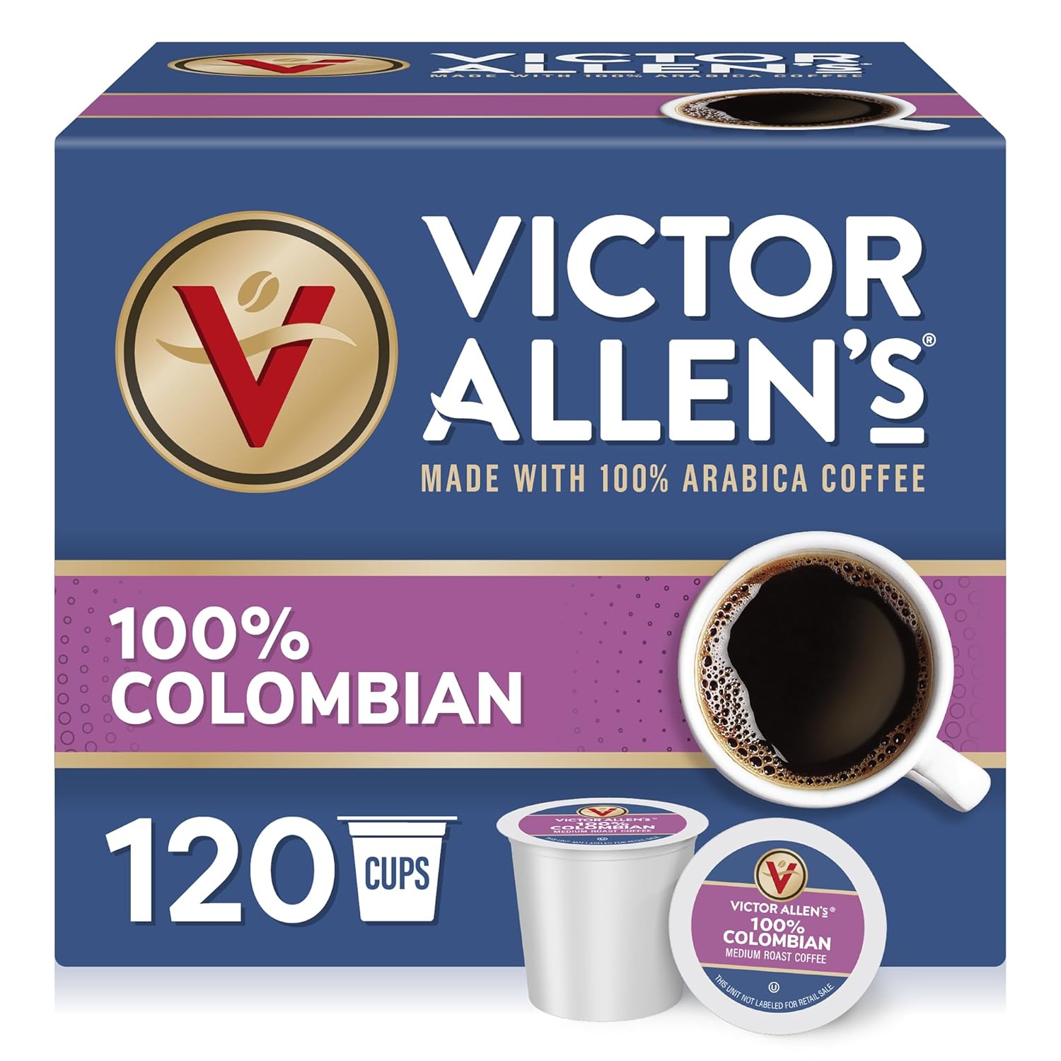 Victor Allen'S Coffee 100% Colombian, Medium Roast, 120 Count, Single Serve Coffee Pods For Keurig K-Cup Brewers